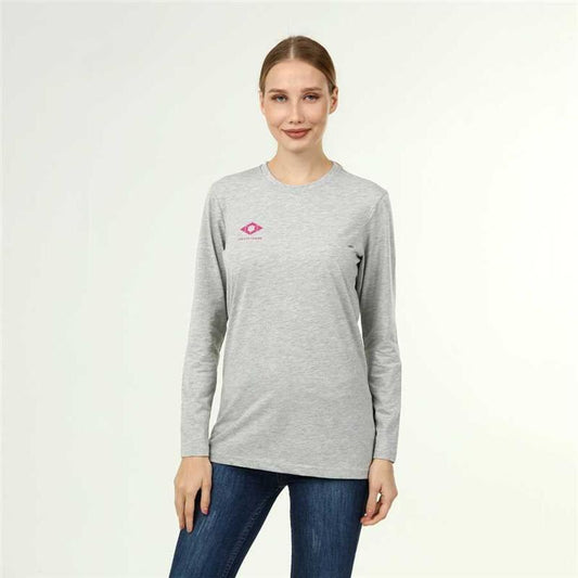 Langarm-T-Shirt aus grauer Melange-Baumwolle im Active-Stil für Damen
