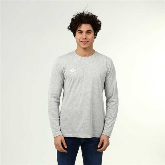 T-shirt gris chiné à manches longues en coton de style actif pour hommes