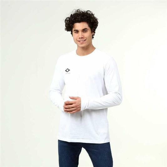T-shirt blanc à manches longues en coton de style actif pour hommes
