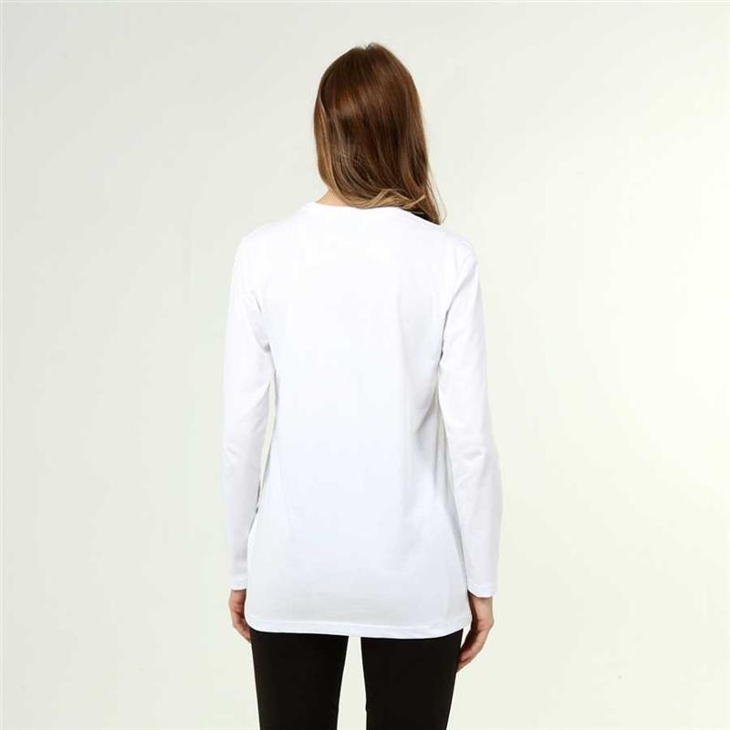 T-shirt blanc à manches longues en coton de style actif pour femmes