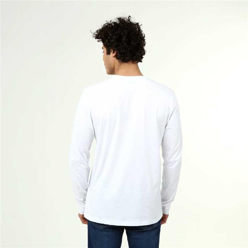 Weißes T-Shirt mit langen Ärmeln aus Baumwolle im aktiven Stil für Herren