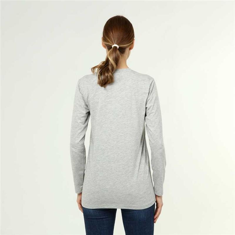 Langarm-T-Shirt aus grauer Melange-Baumwolle im Active-Stil für Damen