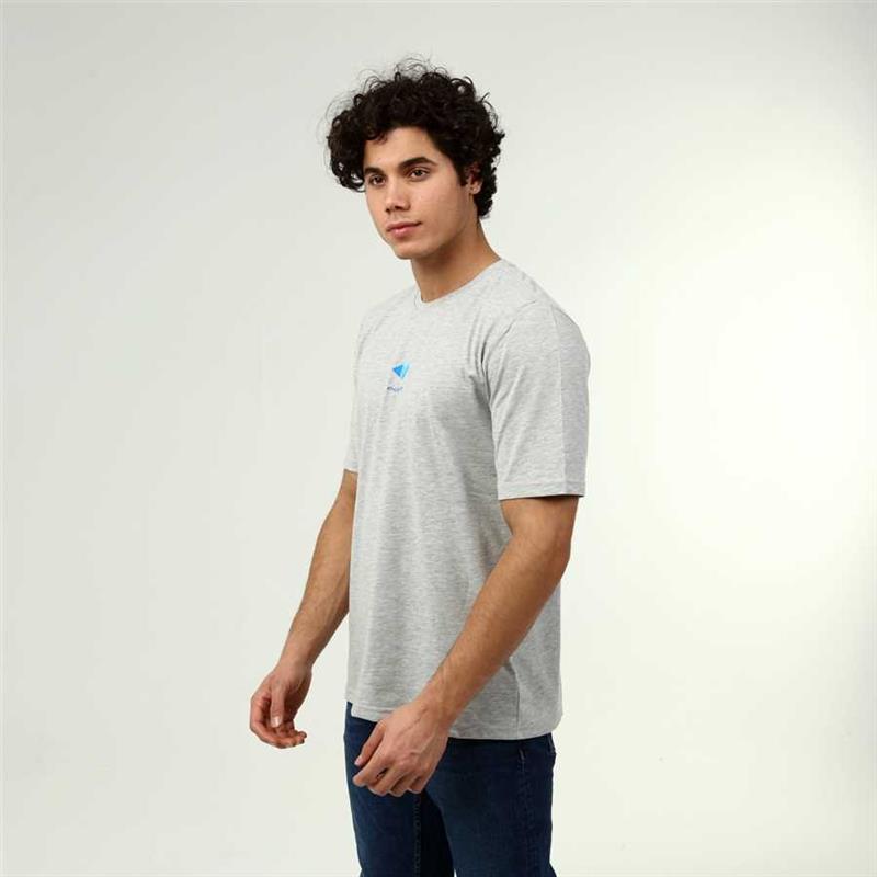 Herren-T-Shirt im Active-Stil aus Baumwolle in grauer Melange-Optik