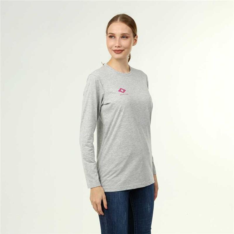 T-shirt gris chiné à manches longues en coton Active Style pour femmes