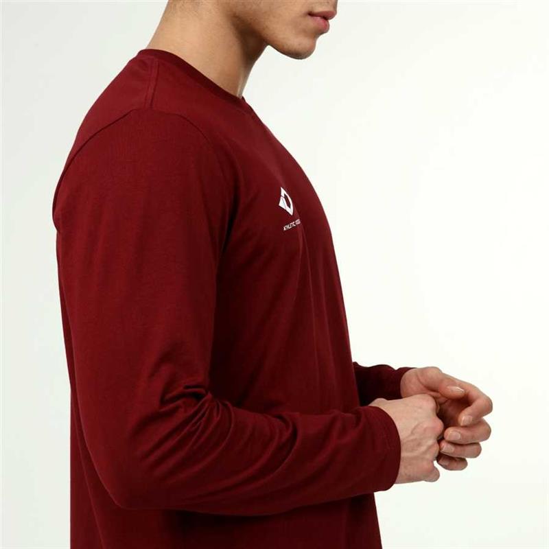 Men's Active Style Cotton Long Sleeve Burgundy T-Shirt