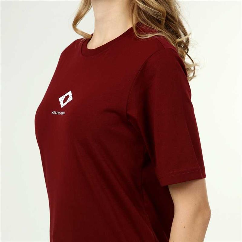 Burgunderrotes T-Shirt aus Baumwolle im Active-Stil für Damen