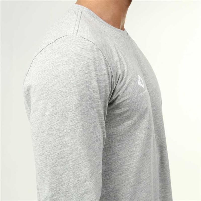 Langarm-T-Shirt aus grauer Melange-Baumwolle im Active-Stil für Herren