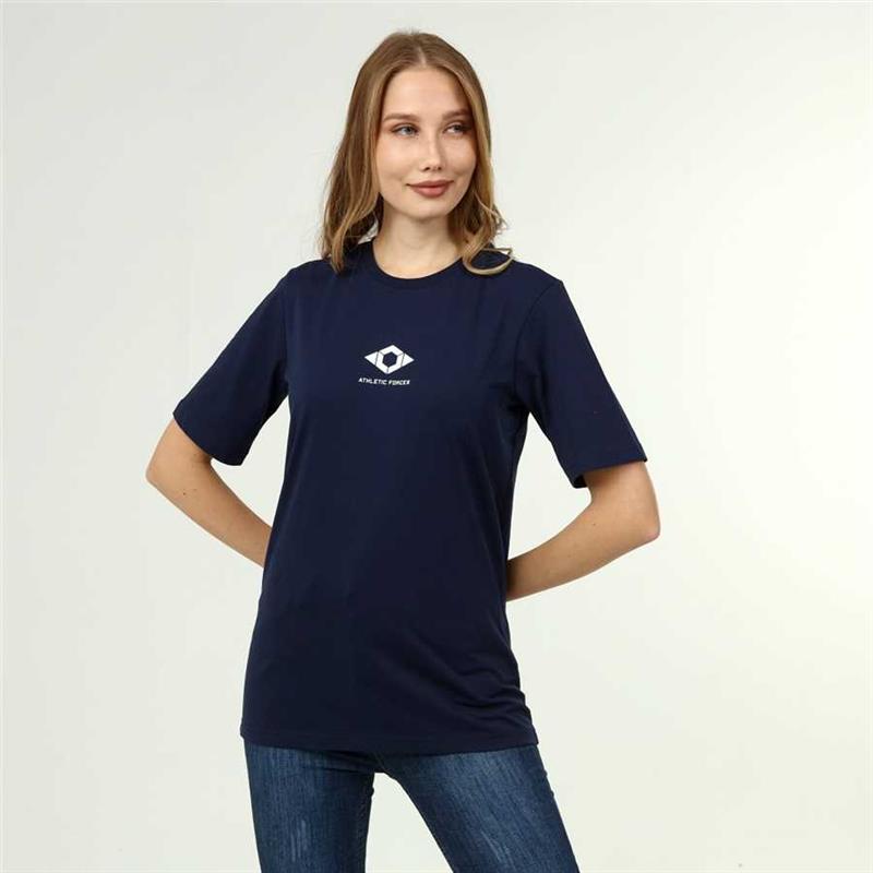 Marineblaues T-Shirt aus Baumwolle im aktiven Stil für Damen
